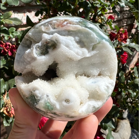 Druzy Moss Agate Sphere - Picture 4 of 5